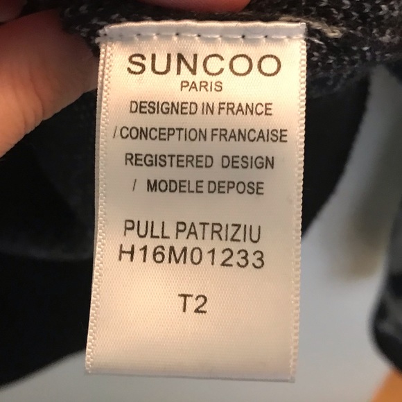 Suncoo Paris Animal Print Knit Pullover Sweater Gray/Black/Blue Size T2 (M) - Picture 3 of 8